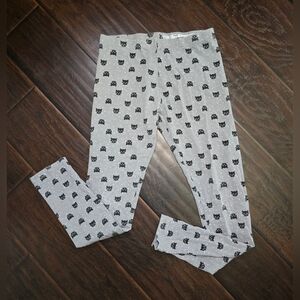 Wonder Nation Girls Grey Stretchy Halloween Black Cat Print Leggings XL